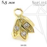 Бейл зажимной с фианитами 8,5 мм (золото)