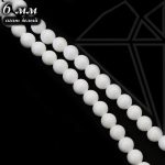 Агат белый круглый гладкий глянцевый 6 мм 1/2 нити