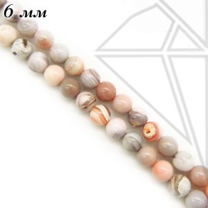 Агат Бразильский круглый глянцевый 6 мм 1/2 нити