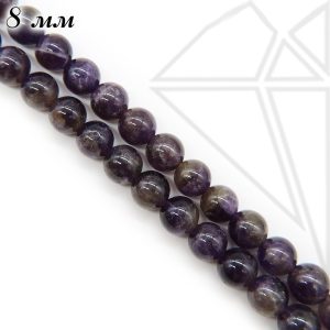 Аметист фиолетовый 1/2 нити 8 мм