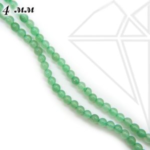 Авантюрин зеленый круглый глянцевый гладкий 4 мм 1/2 нити