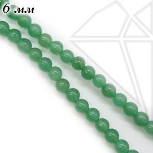 Авантюрин зеленый круглый глянцевый гладкий 6 мм 1/2 нити