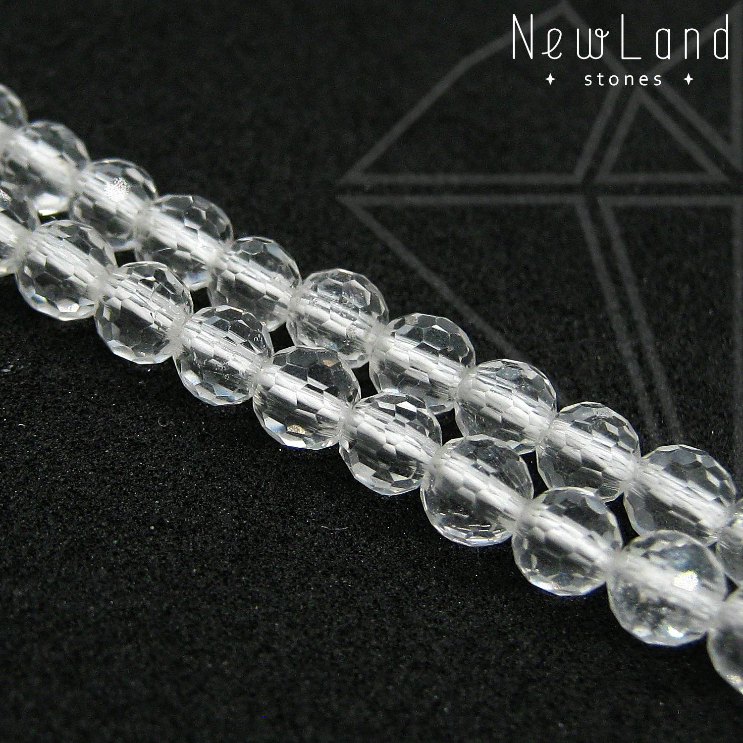 Горный хрусталь круглый с огранкой 4 мм 1/2 нити