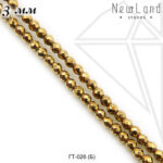 Гематит круглый с огранкой золотой 3 мм 1/2 нити