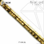 Гематит квадратный золотой 3 мм 1/2 нити