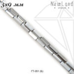 Гематит прямоугольный серебристый 3х9 мм 1/2 нити