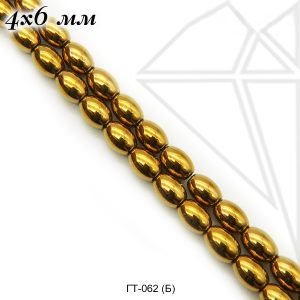Гематит рис золотой 4х6 мм 1/2 нити