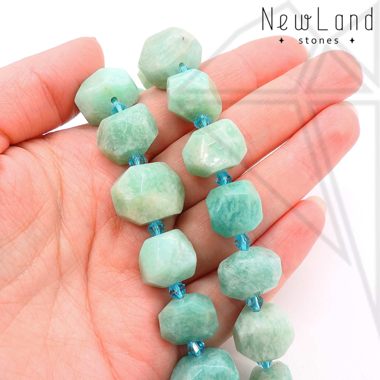 Амазонит с крупной огранкой 12х19 мм 1/2 нити