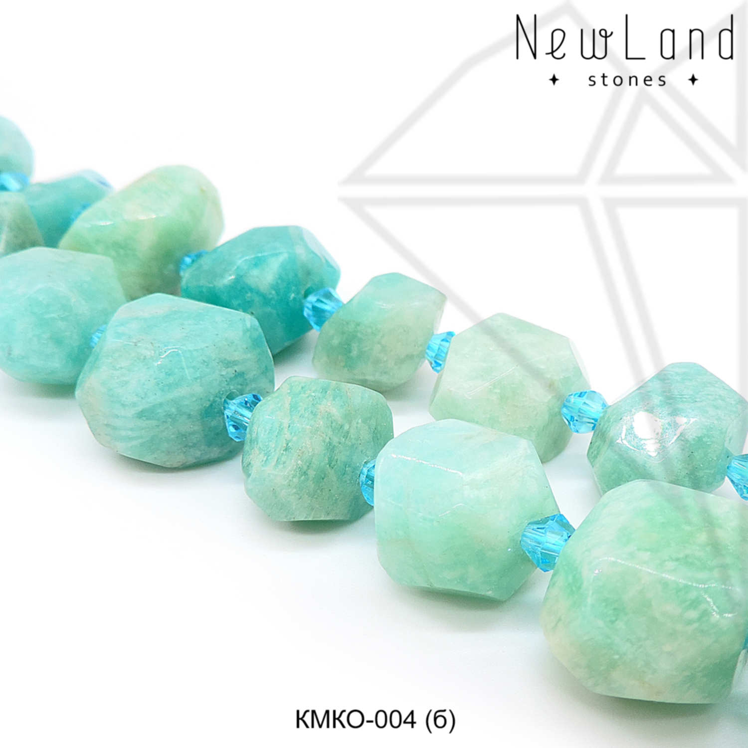 Амазонит с крупной огранкой 12х19 мм 1/2 нити