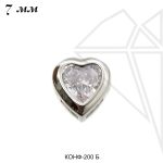 Коннектор сердечко с фианитом 7 мм (родий)