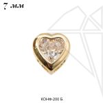 Коннектор сердечко с фианитом 7 мм (золото)