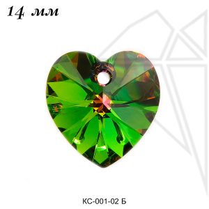 Кристаллы Сваровски сердечки 14 мм (Vitrail Medium)