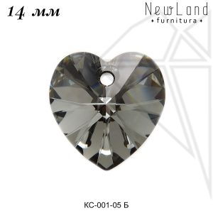 Кристаллы Сваровски сердечки 14 мм (Silver Night)