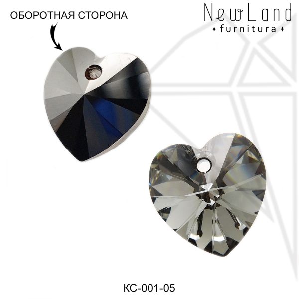 Кристаллы Сваровски сердечки 14 мм (Silver Night)