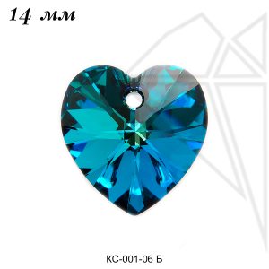 Кристаллы Сваровски сердечки 14 мм (Bermuda blue)