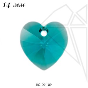 Кристаллы Сваровски сердечки 14 мм (Blue Zircon)