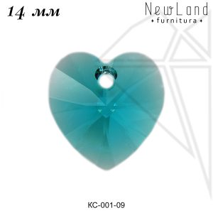 Кристаллы Сваровски сердечки 14 мм (Blue Zircon)