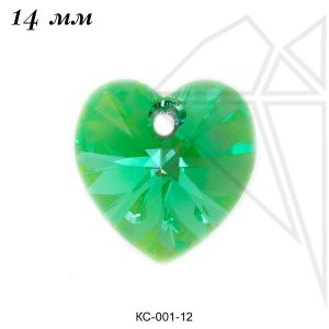 Кристаллы Сваровски сердечки 14 мм (Peridot)