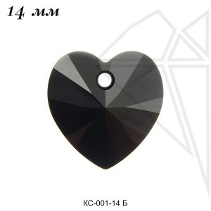 Кристаллы Сваровски сердечки 14 мм (Jet)