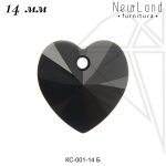 Кристаллы Сваровски сердечки 14 мм (Jet)