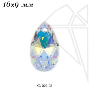 Кристаллы Сваровски капля 16х9 мм (Crystal AB)