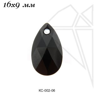 Кристаллы Сваровски капля 16х9 мм (Jet)