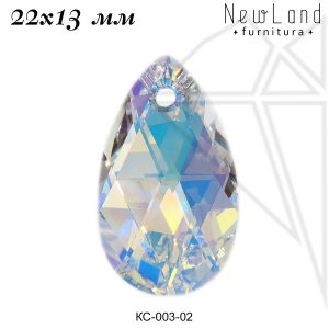 Кристаллы Сваровски капля 22х13 мм (Crystal AB)
