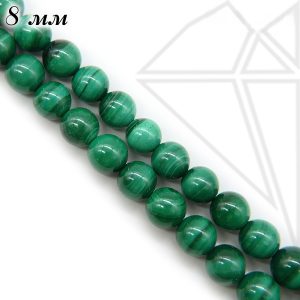 Малахит НАТУРАЛЬНЫЙ 8 мм 1/2 нити