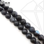 Агат-Оникс черный матовый круглый 6 мм 1/2 нити