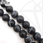 Агат-Оникс черный матовый круглый 8 мм 1/2 нити