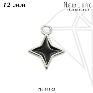 Подвески с черной эмалью 12 мм (родий)