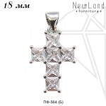 Подвеска крест с прозрачными фианитами 18 мм (родий)
