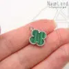 Подвески с малахитом 15 мм (родий)