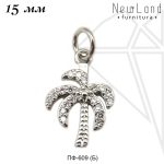 Подвеска пальма с прозрачными фианитами 15 мм (родий)