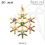 Подвески снежинки 20 мм (золото)