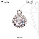 Подвески круглые с ПРОЗРАЧНЫМИ фианитами 7 мм (родий)