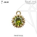 Подвески круглые с ОЛИВКОВЫМИ фианитами 7 мм (золото)