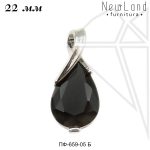 Подвеска капля ЧЕРНАЯ 22 мм (родий)