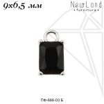 Подвеска с ЧЕРНЫМ фианитом 9х6,5 мм (родий)