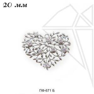 Подвеска сердце 20 мм (родий)