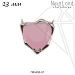 Коннектор розовое сердце 23 мм (родий)
