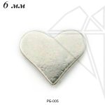 Разделительная бусина сердечко 6 мм (родий)