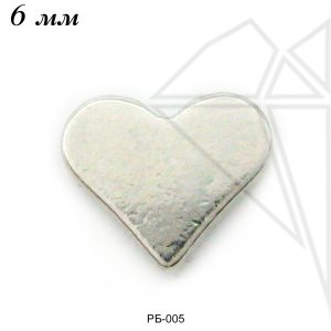 Разделительная бусина сердечко 6 мм (родий)