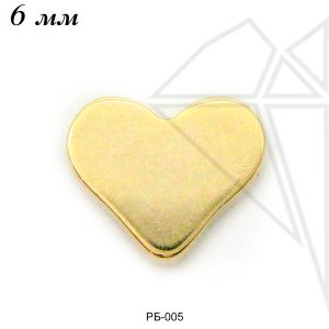 Разделительная бусина сердечко 7 мм (золото)