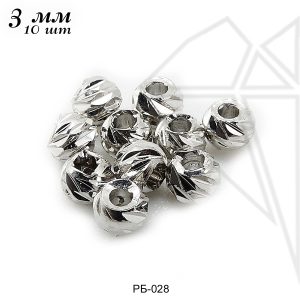 Разделительные бусины с огранкой 3 мм, 10 шт (родий)