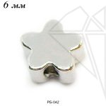 Разделительная бусина звездочка 6 мм (родий)