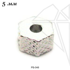 Разделительная бусина 6-ти гранная 5 мм (родий)