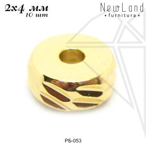 Разделительные бусины 2х4 мм, 10 шт (золото)