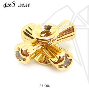 Разделительные бусины с фианитами 4х8 мм (золото)