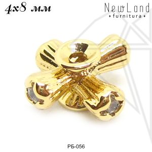 Разделительные бусины с фианитами 4х8 мм (золото)